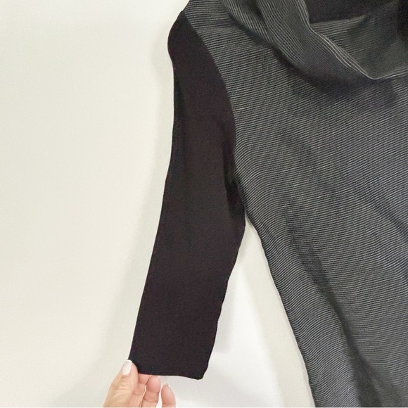 SIMPLY MILA Women’s Black Chalk Stripe Cowl Neck Dress Lagenlook USA Size XS - Picture 4 of 11